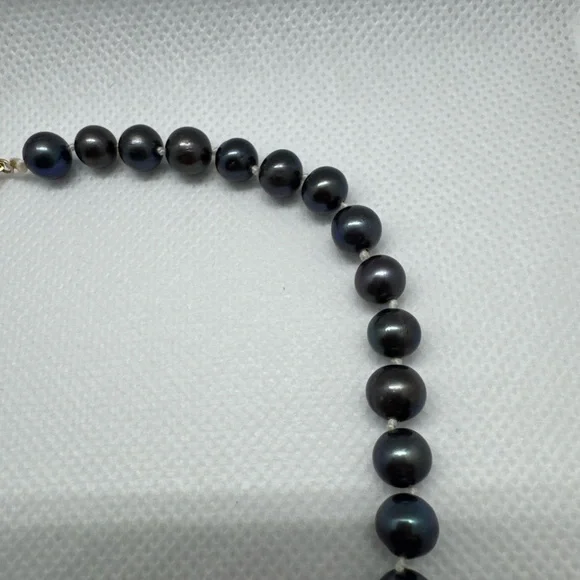 Vintage Tahitian Peacock Rainbow Black Pearl Necklace 14K Gold CLASP 18” - Picture 5 of 14